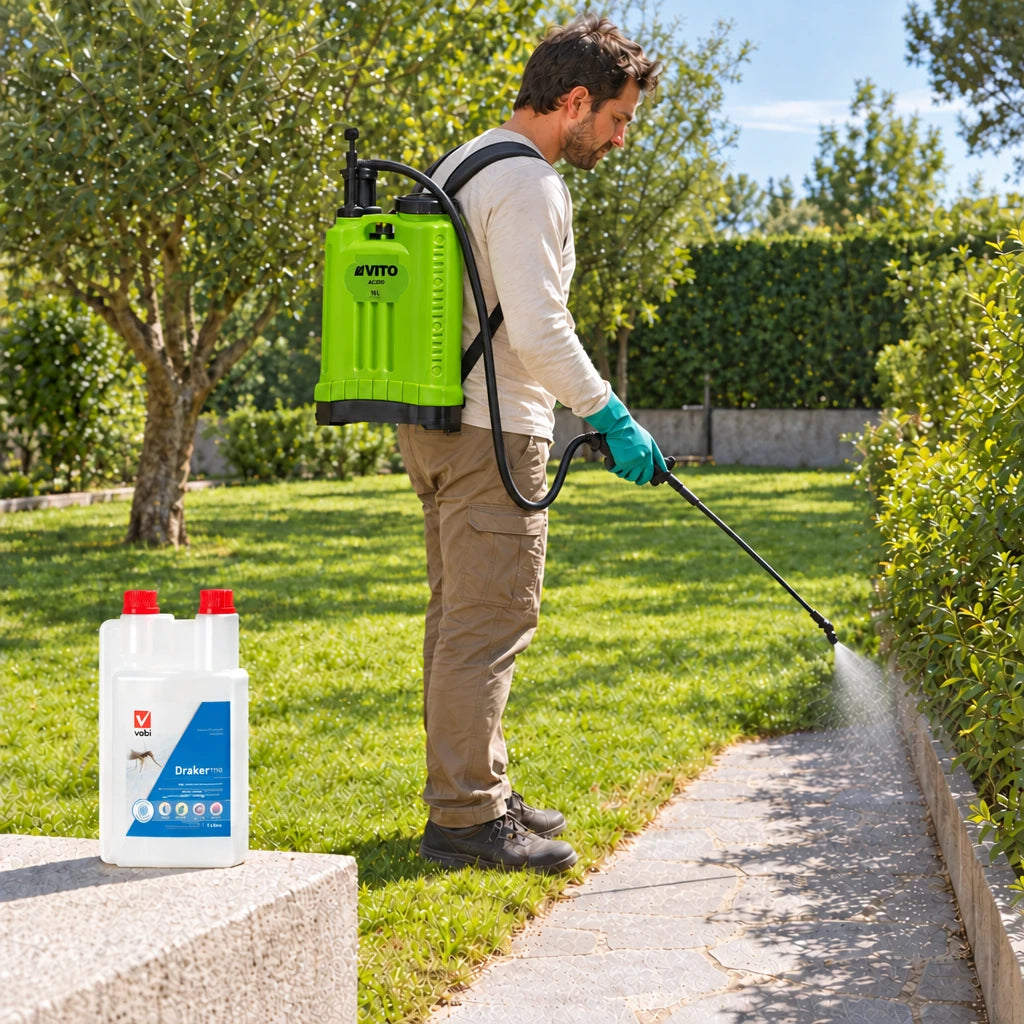 Kit Pulverizador com 12l de inseticida draker para grandes áreas