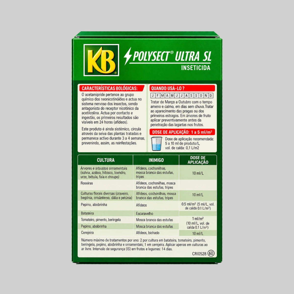Instruções para aplicar o inseticida KB