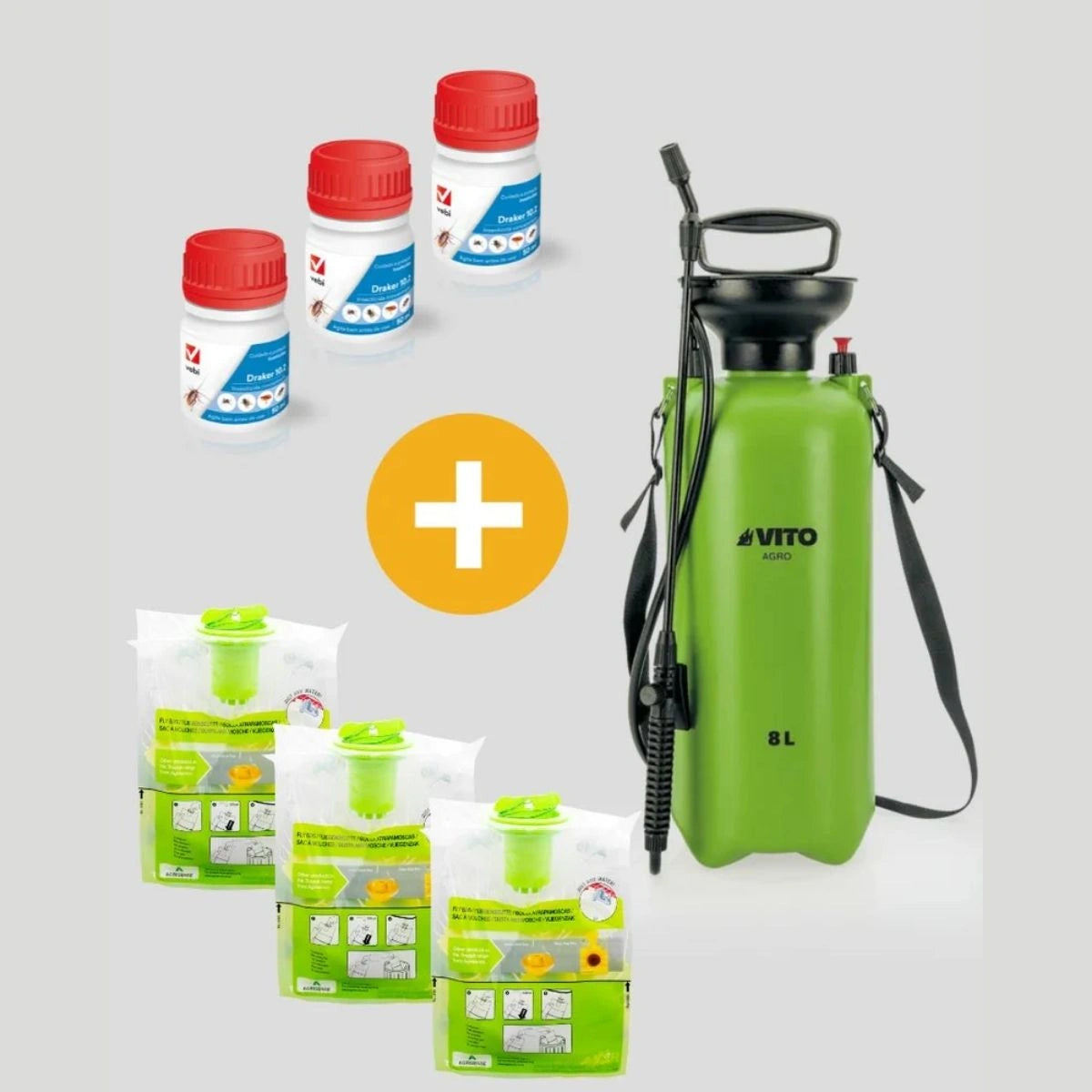 KIt completo para eliminar moscas no jardim
